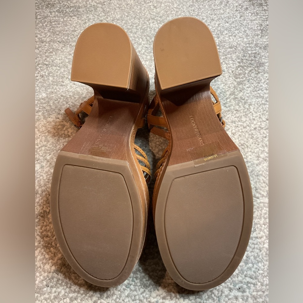 Lucky Brand Ismene Cognac Leather Platform Sandals – Size 8 (NIB) - Picture 8 of 11